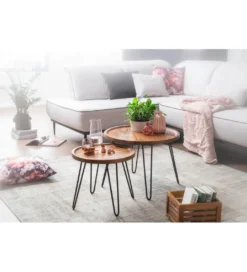 Stolik kawowy MULME 60 cm drewno sheesham*WOHNLING, GERMANY Hot