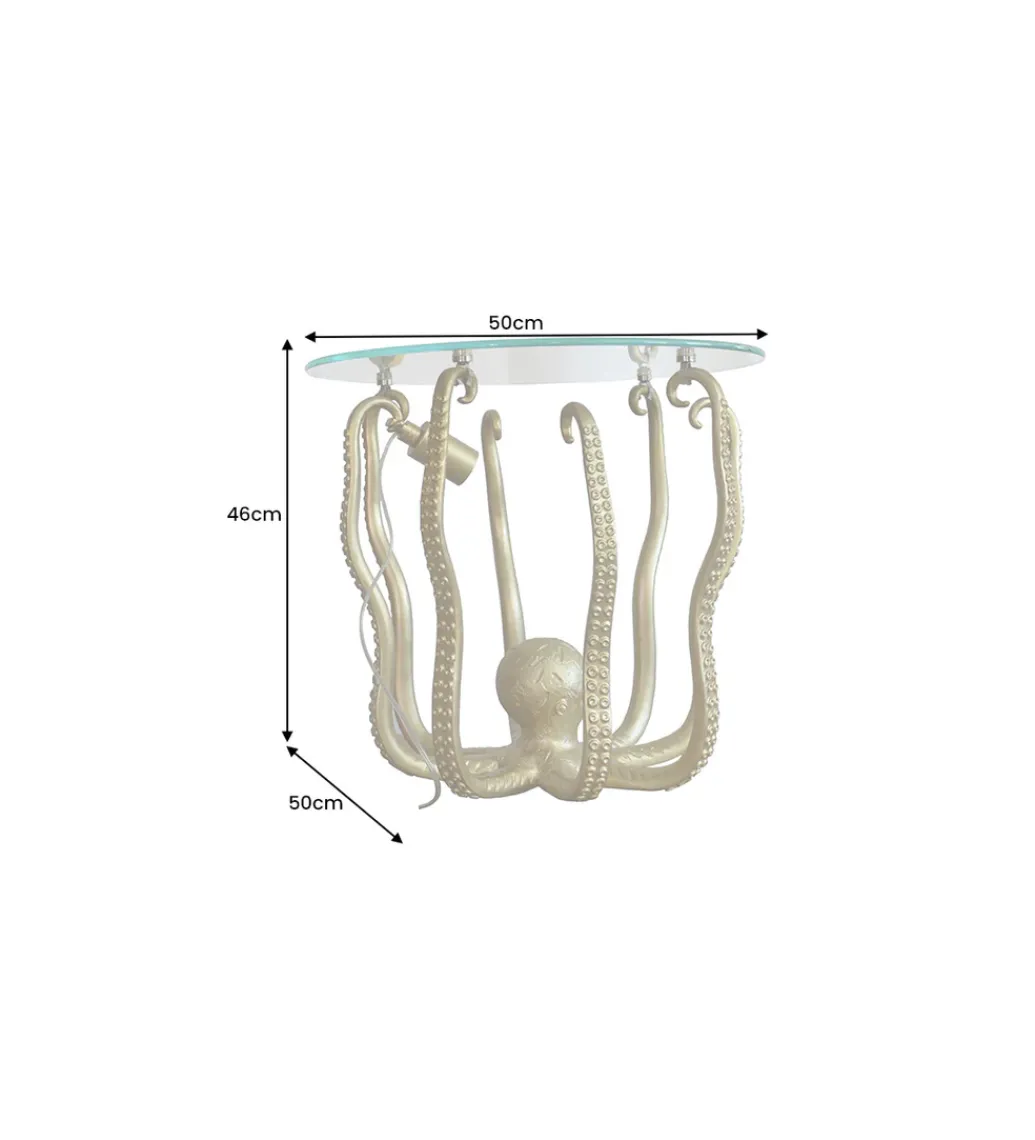 Stolik kawowy OCTOPUS 50 cm z lampą złoty*Invicta Interior Best