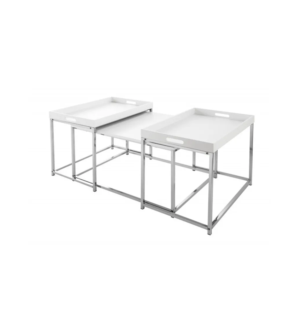 Stolik kawowy OKTAWIAN Elements set 3 biały*Invicta Interior Online