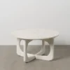 Stolik kawowy ONAKI 75 cm drewno mango marmur biały*Zona-Design New