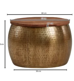 Stolik kawowy ORIENT 60 cm złoty drewno mango*WOHNLING, GERMANY Hot