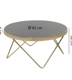 Stolik kawowy OTIVIA 82 cm czarno złoty*WOHNLING, GERMANY New