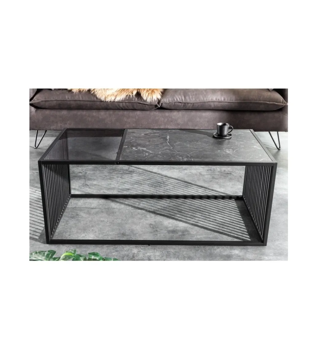 Stolik kawowy PASCAL 100 cm w optyce czarnego marmuru*Invicta Interior New