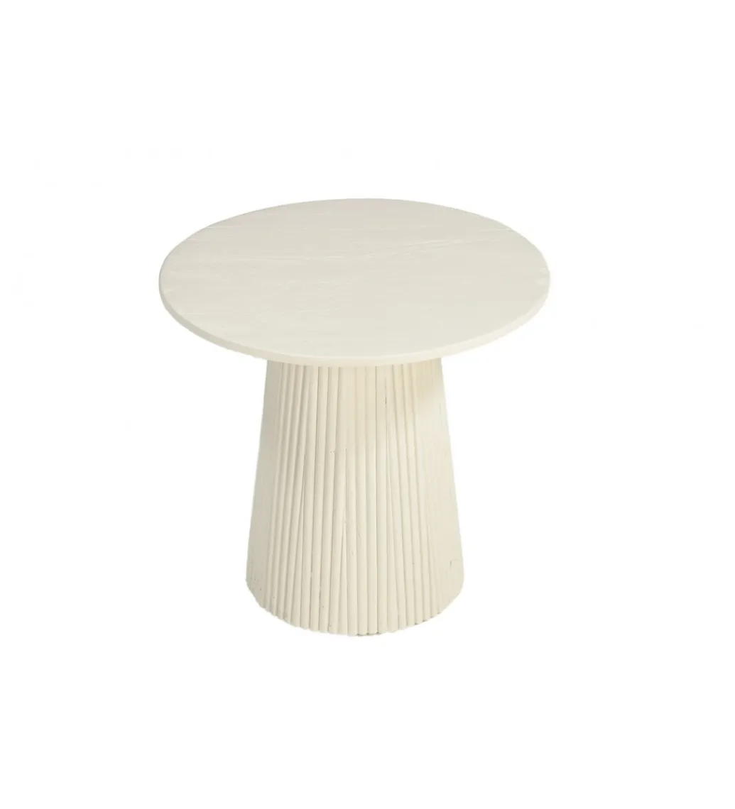 Stolik kawowy PATO 50 cm drewno mango biała*LF-Design