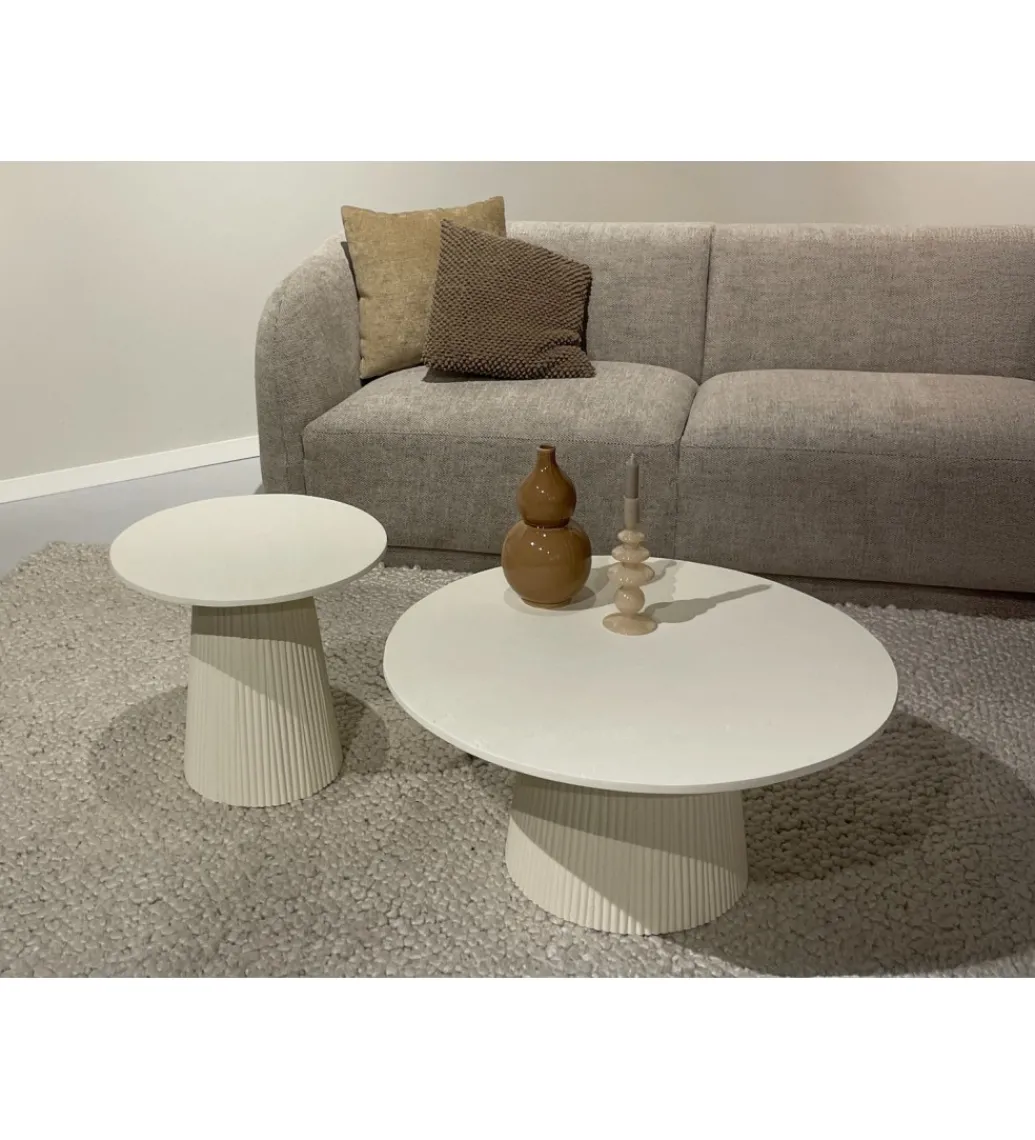 Stolik kawowy PATO 50 cm drewno mango biała*LF-Design