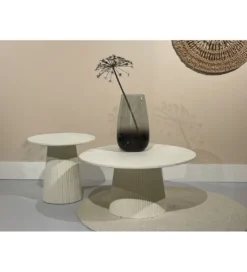 Stolik kawowy PATO 50 cm drewno mango biała*LF-Design