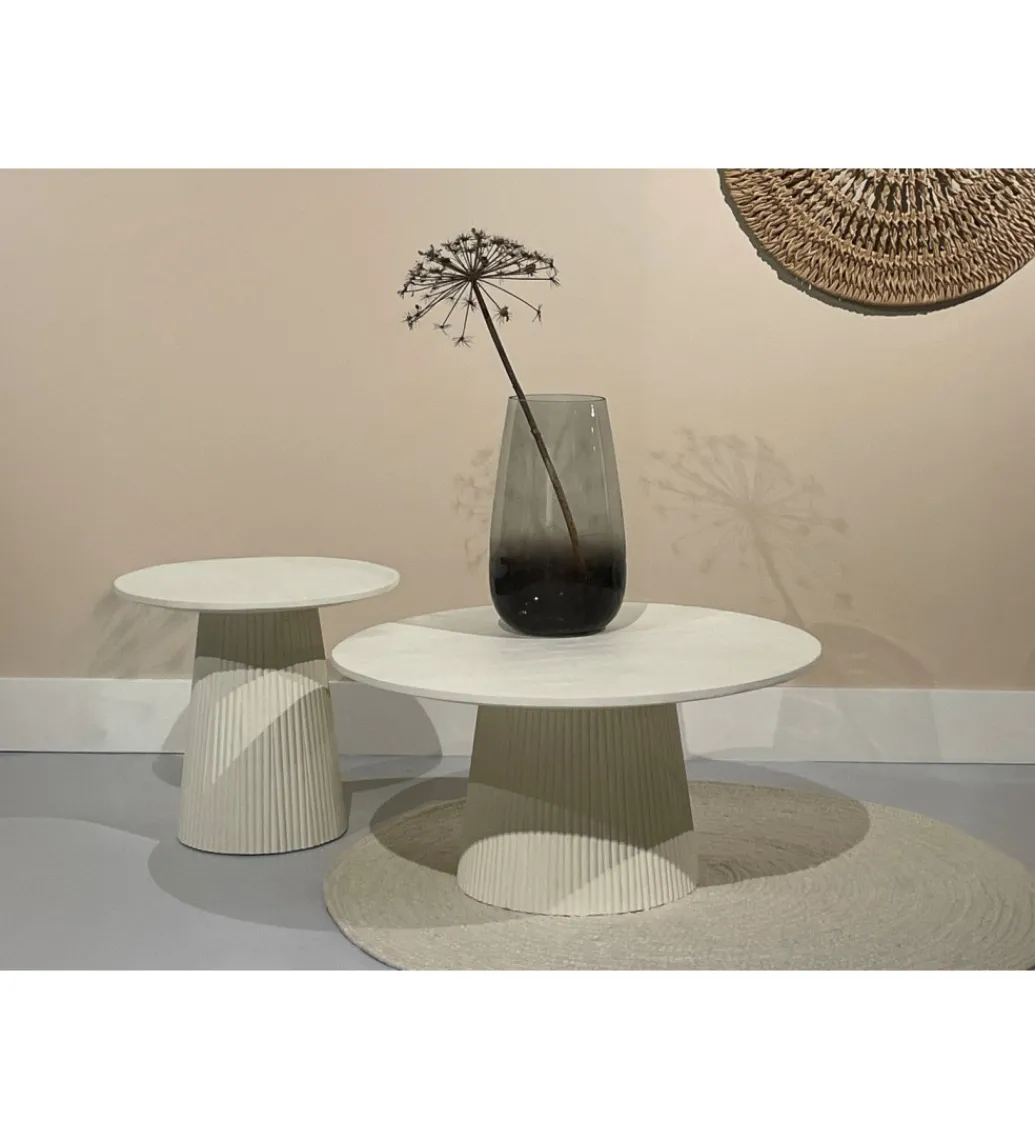 Stolik kawowy PATO 50 cm drewno mango biała*LF-Design