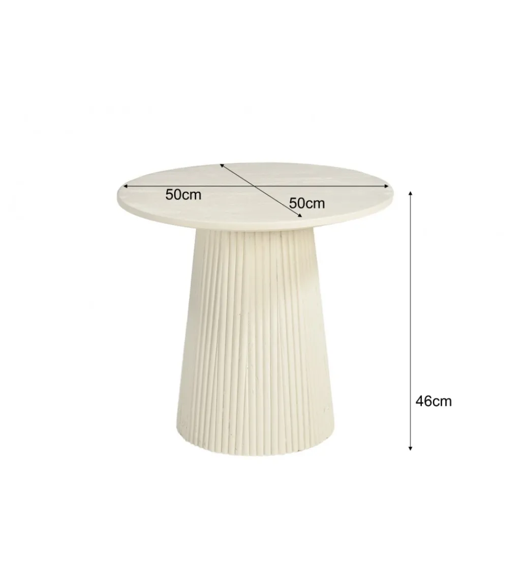 Stolik kawowy PATO 50 cm drewno mango biała*LF-Design