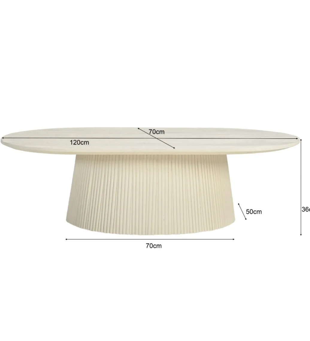 Stolik kawowy PATO 120 cm drewno mango biała*LF-Design Discount