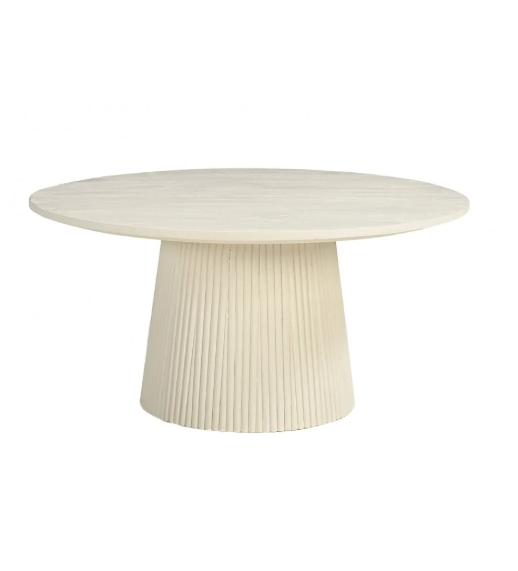 Stolik kawowy PATO 80 cm drewno mango biała*LF-Design Outlet
