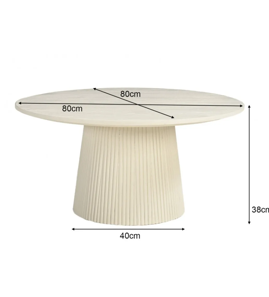 Stolik kawowy PATO 80 cm drewno mango biała*LF-Design Outlet