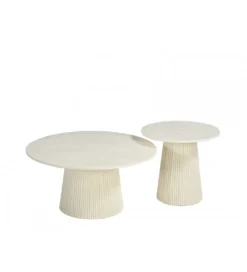 Stolik kawowy PATO 80 cm drewno mango biała*LF-Design Outlet