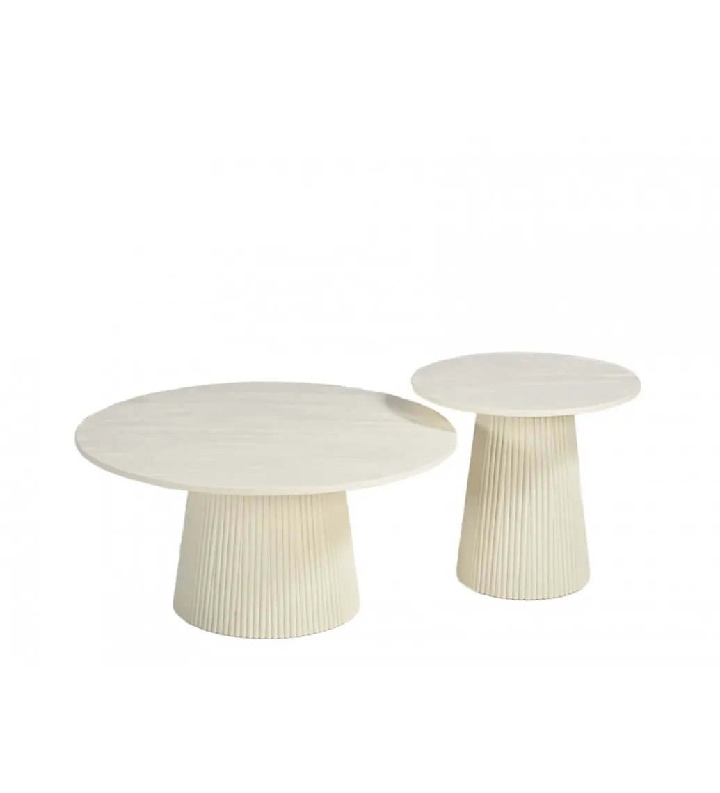 Stolik kawowy PATO 80 cm drewno mango biała*LF-Design Outlet