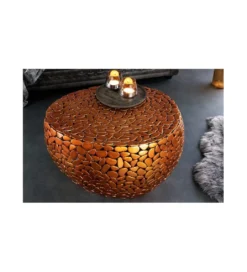 Stolik kawowy PEDRA Stone Mosaic 72 cm miedziany*Invicta Interior Online
