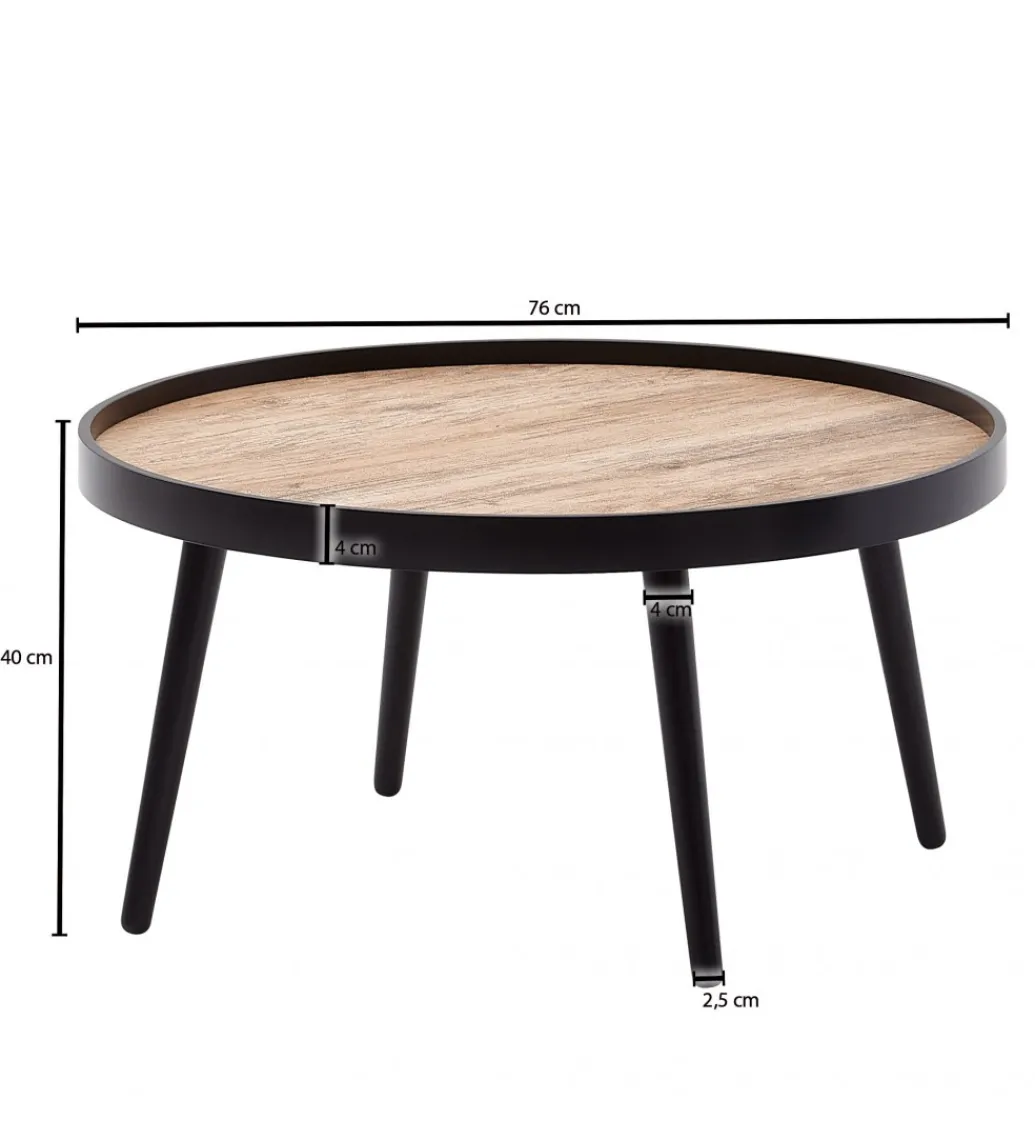 Stolik kawowy PILER 76 cm czarny*WOHNLING, GERMANY Online