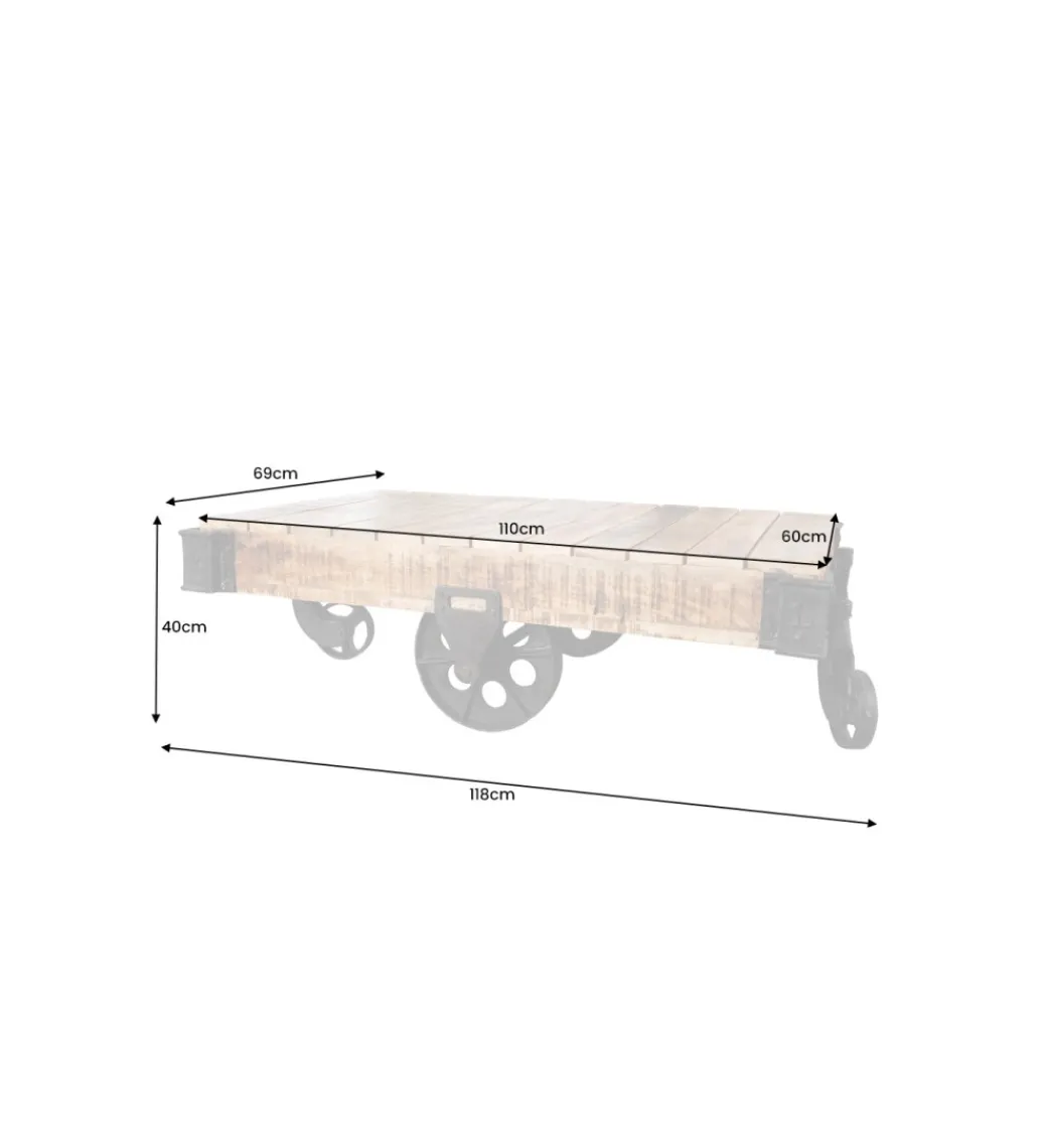 Stolik kawowy Railway 120 cm drewno Mango*Invicta Interior Outlet