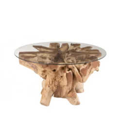 Stolik kawowy RAOUL 90 cm drewno teak naturalny*J-Line Clearance
