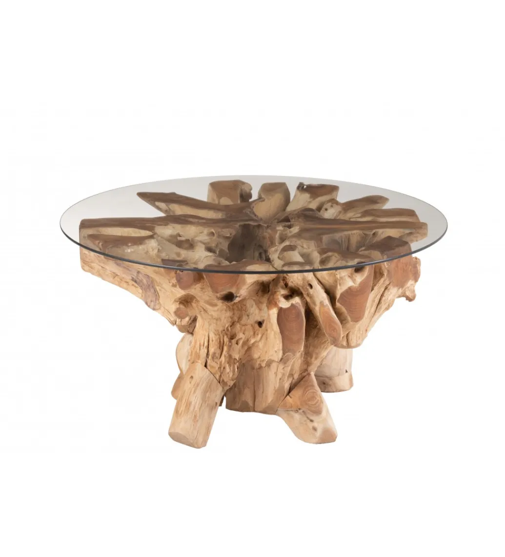 Stolik kawowy RAOUL 90 cm drewno teak naturalny*J-Line Clearance
