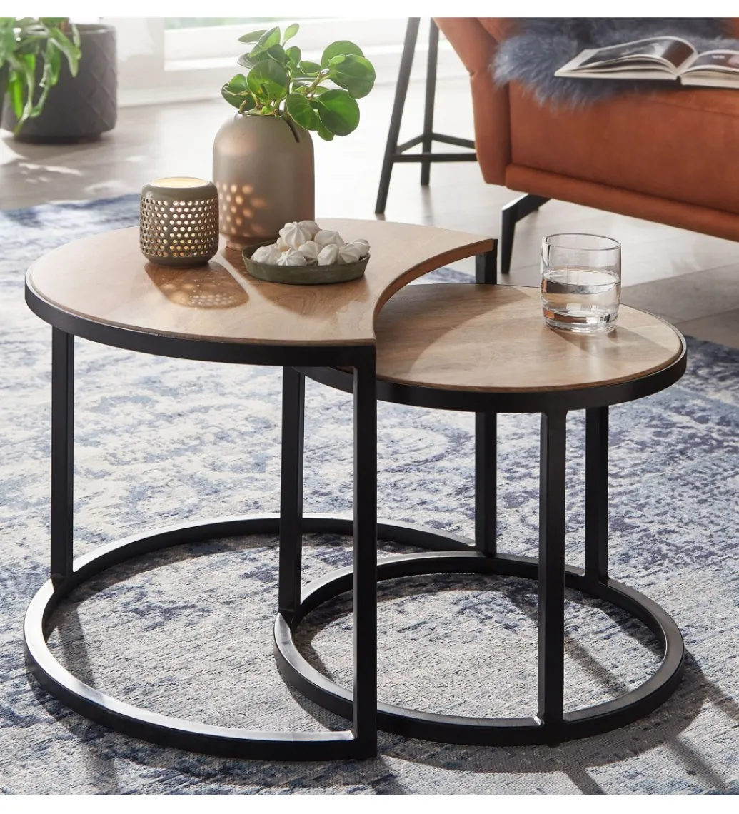 Stolik kawowy REMIL set 2 drewno mango*WOHNLING, GERMANY Sale