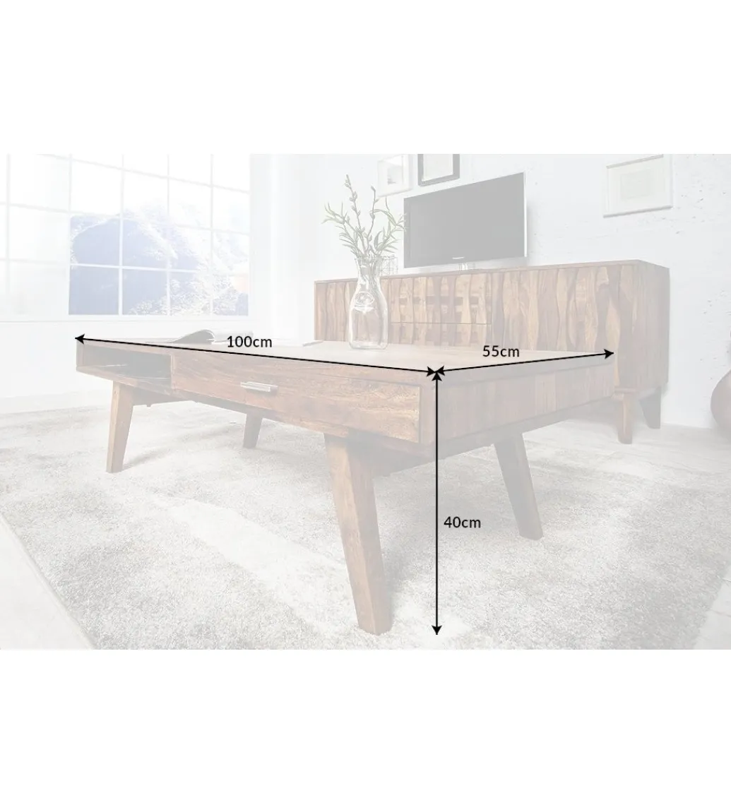 Stolik kawowy Retro 100 cm drewno Sheesham*Invicta Interior - przedsprzedaż Sale