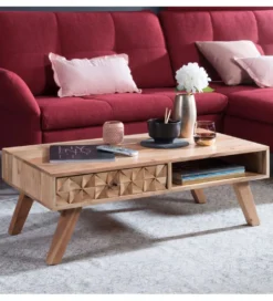 Stolik kawowy REWA 95 cm drewno akacja*WOHNLING, GERMANY New