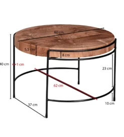 Stolik kawowy RIBERA 62 cm drewno akacja*WOHNLING, GERMANY Online