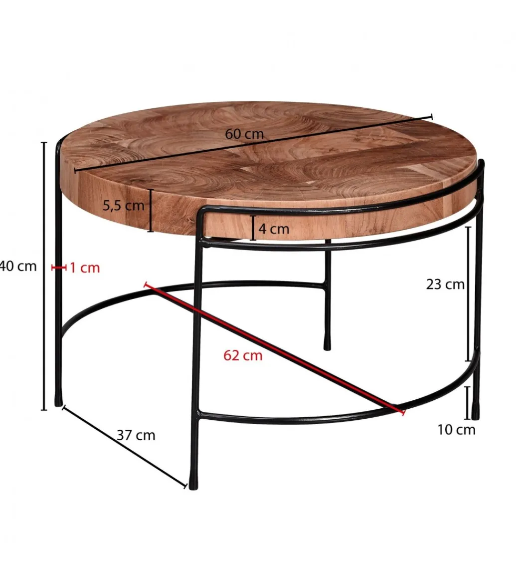 Stolik kawowy RIBERA 62 cm drewno akacja*WOHNLING, GERMANY Online