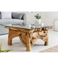 Stolik kawowy RIVERSIDE 80 cm drewno teak bez szkła*Invicta Interior Clearance
