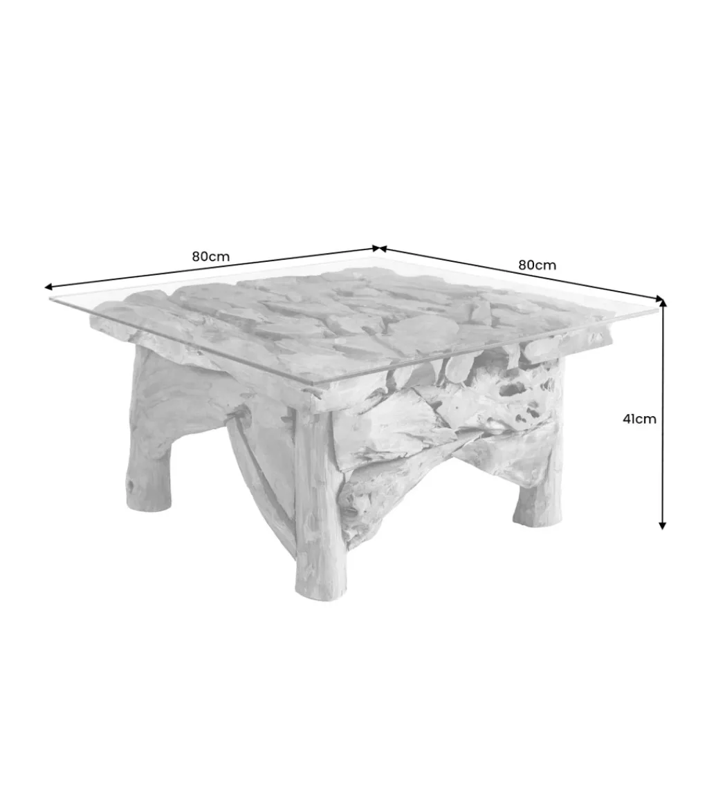 Stolik kawowy RIVERSIDE 80 cm drewno teak bez szkła*Invicta Interior Clearance