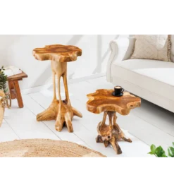 Stolik kawowy ROOT 40 cm drewno teak naturalny*Invicta Interior - przedsprzedaż New