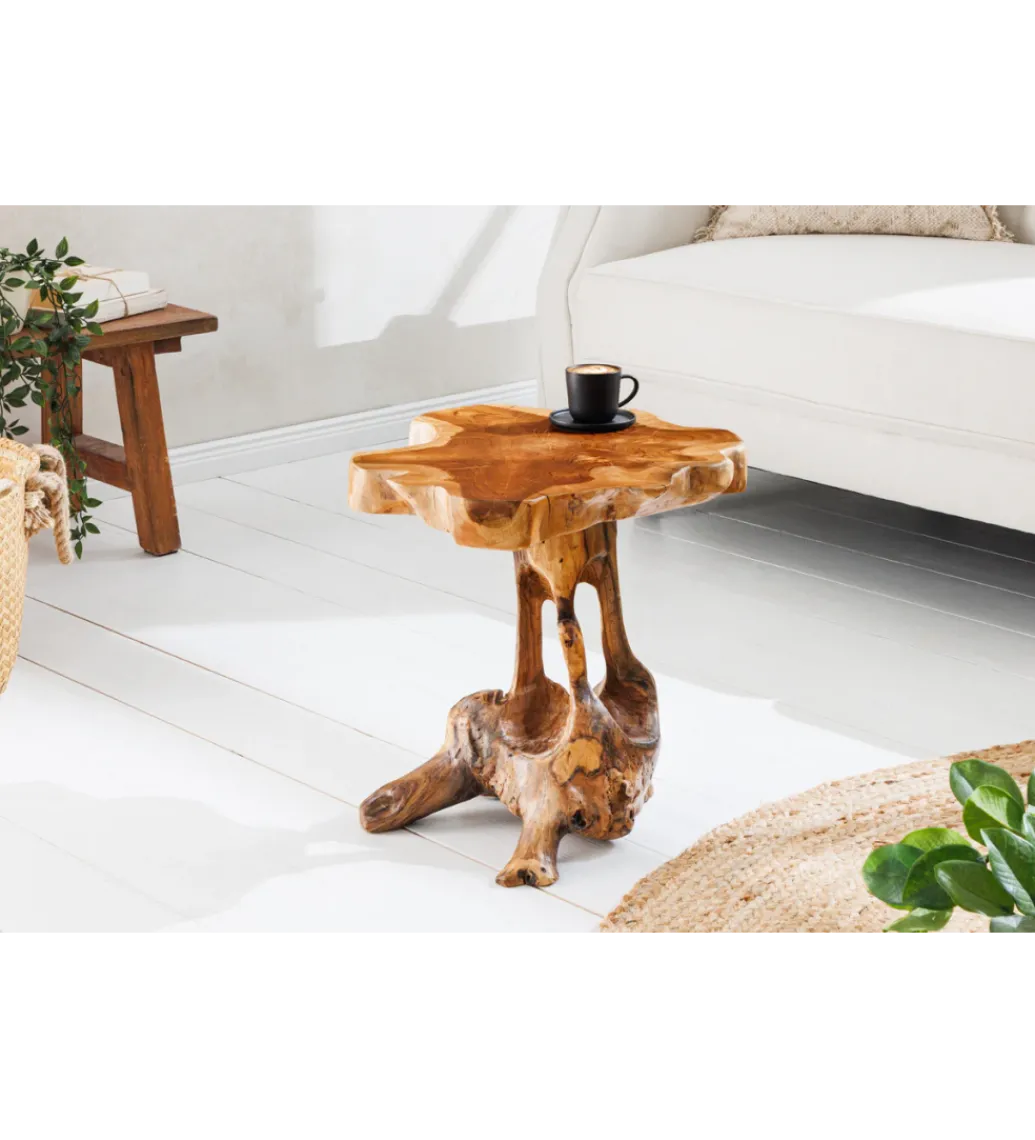 Stolik kawowy ROOT 40 cm drewno teak naturalny*Invicta Interior - przedsprzedaż New