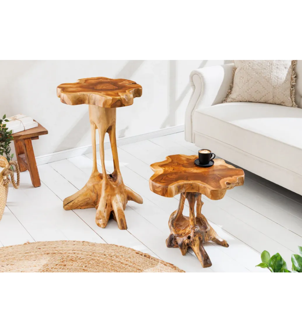Stolik kawowy ROOT 70 cm drewno teak naturalny*Invicta Interior - przedsprzedaż