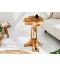 Stolik kawowy ROOT 70 cm drewno teak naturalny*Invicta Interior - przedsprzedaż