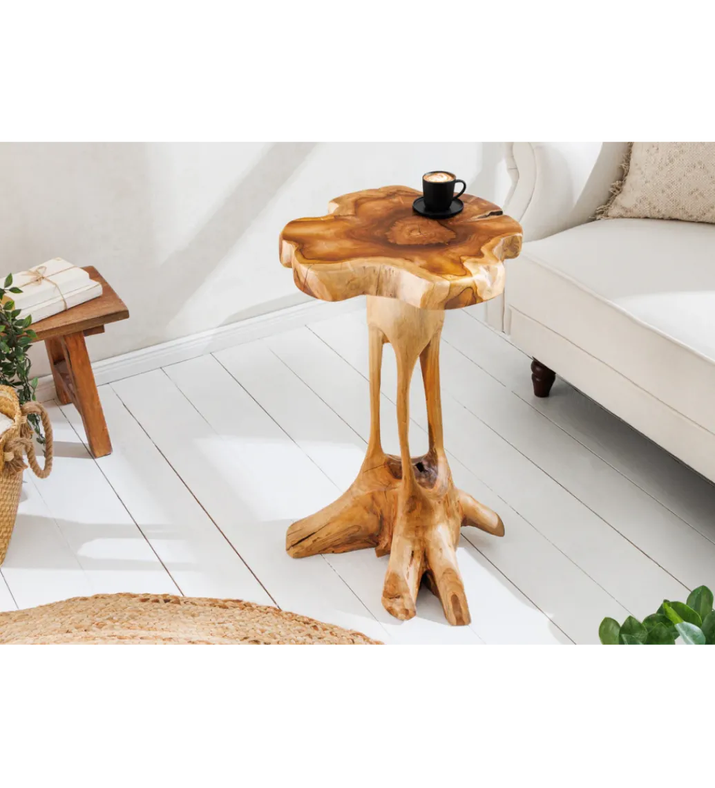 Stolik kawowy ROOT 70 cm drewno teak naturalny*Invicta Interior - przedsprzedaż