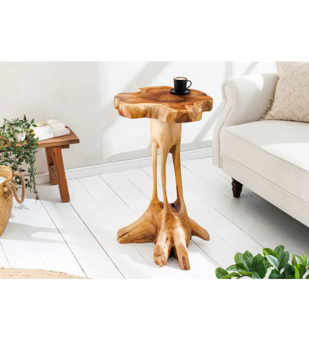 Stolik kawowy ROOT 70 cm drewno teak naturalny*Invicta Interior - przedsprzedaż