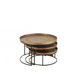 Stolik kawowy Rust set 3 miedziany*J-Line Discount