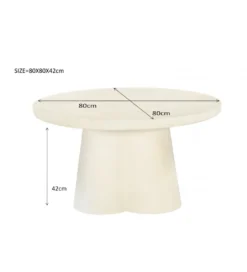 Stolik kawowy SANDI 80 cm kremowy*LF-Design Discount