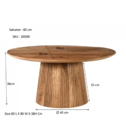 Stolik kawowy SELVETOR 80 cm drewno mango*LF-Design Clearance