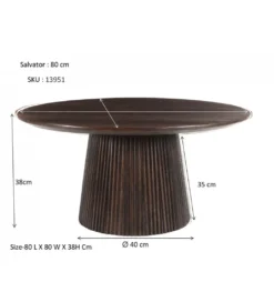 Stolik kawowy SELVETOR 80 cm w kolorze orzecha*LF-Design Outlet