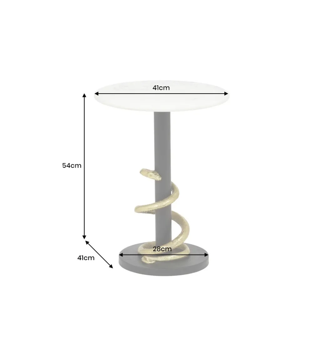 Stolik kawowy SERPENS 41 cm w optyce białego marmuru*Invicta Interior Hot