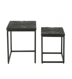 Stolik kawowy Shanil set 2 drewno czarny*J-Line Outlet