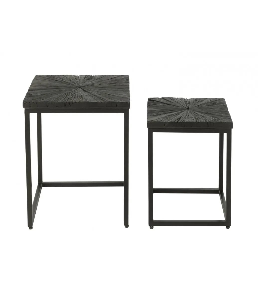 Stolik kawowy Shanil set 2 drewno czarny*J-Line Outlet