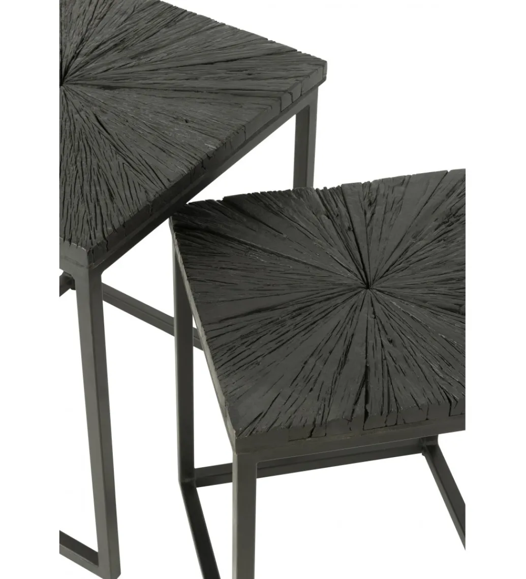 Stolik kawowy Shanil set 2 drewno czarny*J-Line Outlet