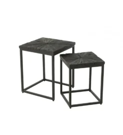 Stolik kawowy Shanil set 2 drewno czarny*J-Line Outlet