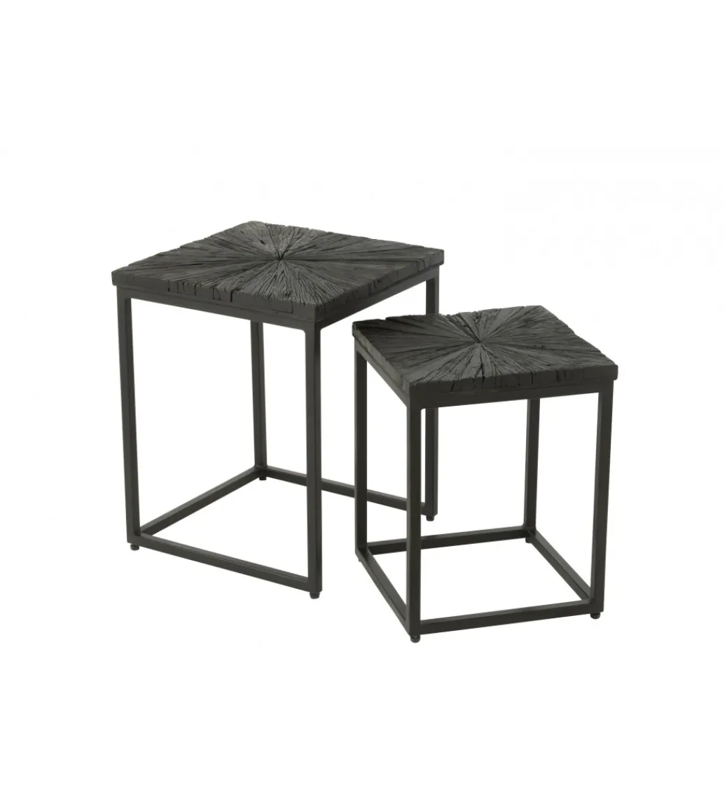 Stolik kawowy Shanil set 2 drewno czarny*J-Line Outlet