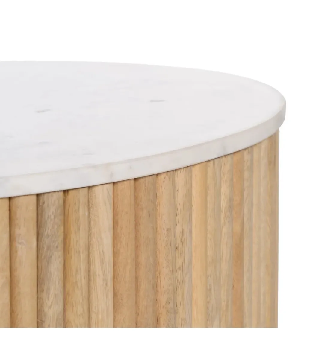 Stolik kawowy SPINDIMA 80 cm drewno mango marmur*DENZO Sale