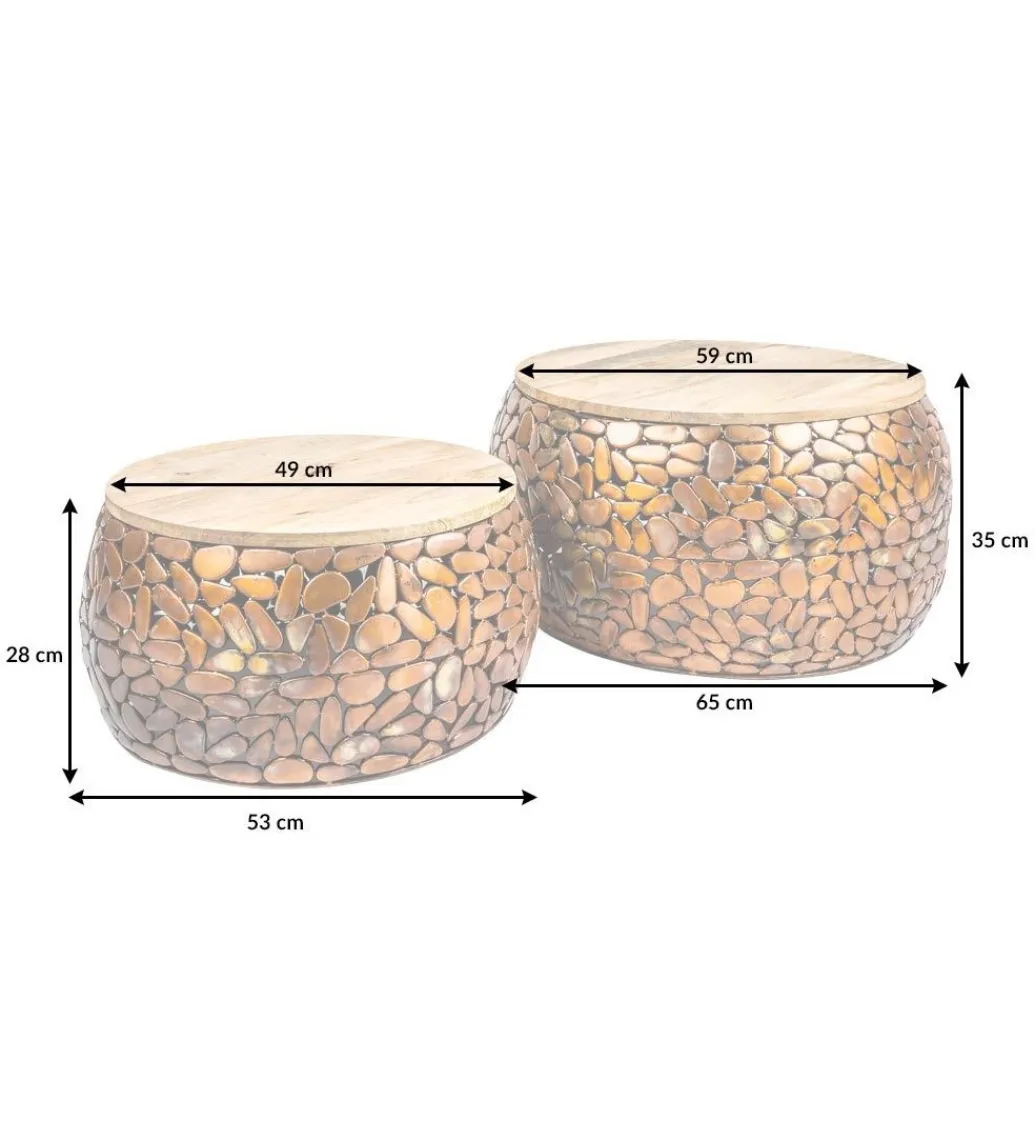Stolik kawowy STONE MOSAIC set 2 drewno akacja*Invicta Interior Online