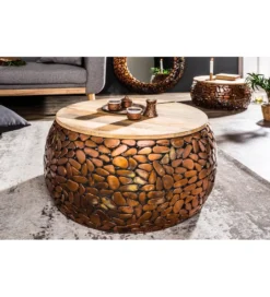 Stolik kawowy STONE MOSAIC set 2 drewno akacja*Invicta Interior Online