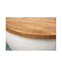 Stolik kawowy Storage Orient 60 cm Biały Z Blatem z drewna Mango*Invicta Interior Hot