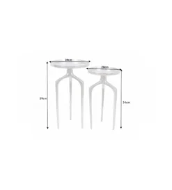 Stolik kawowy Strabe zestaw 2 srebrny*Invicta Interior New